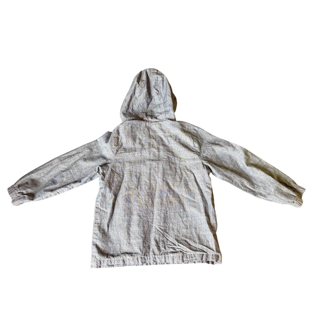 Old Navy Boys 5T Blue Chambray Pullover Hoodie Henley Kangaroo Pocket Top - Picture 4 of 4